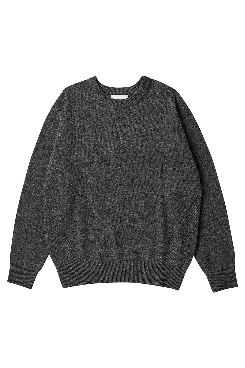 RIBBED LINE CREWNECK SWEATER (Charcoal)