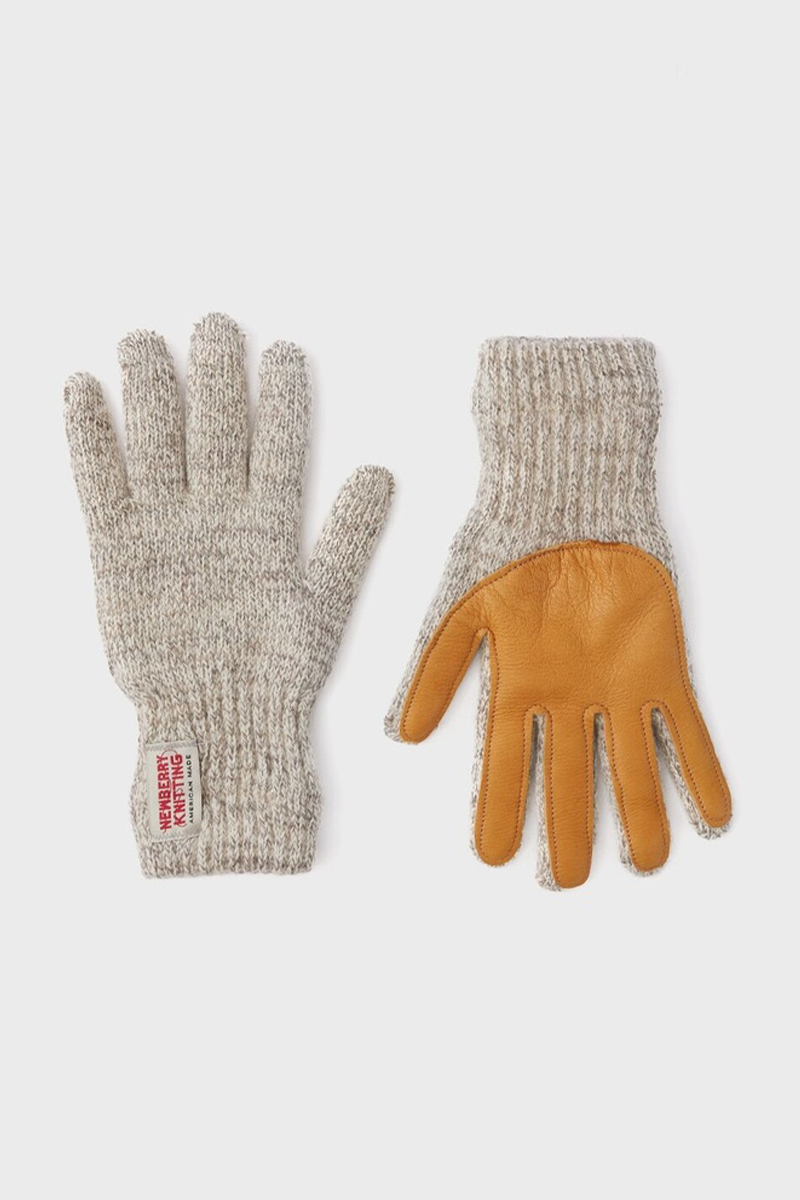 Deer Leather Wool Gloves - Oatmeal x Tan