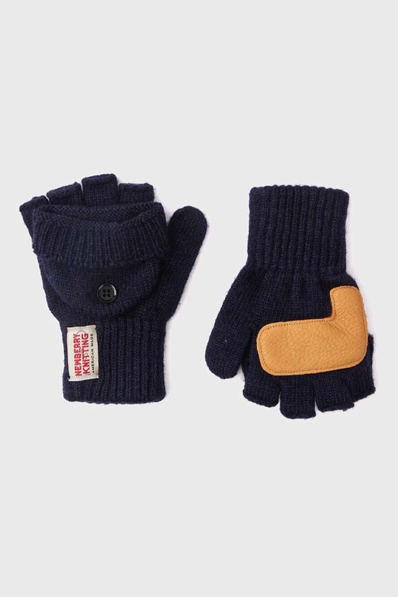 Deer Leather Glomit Gloves - Navy x Tan