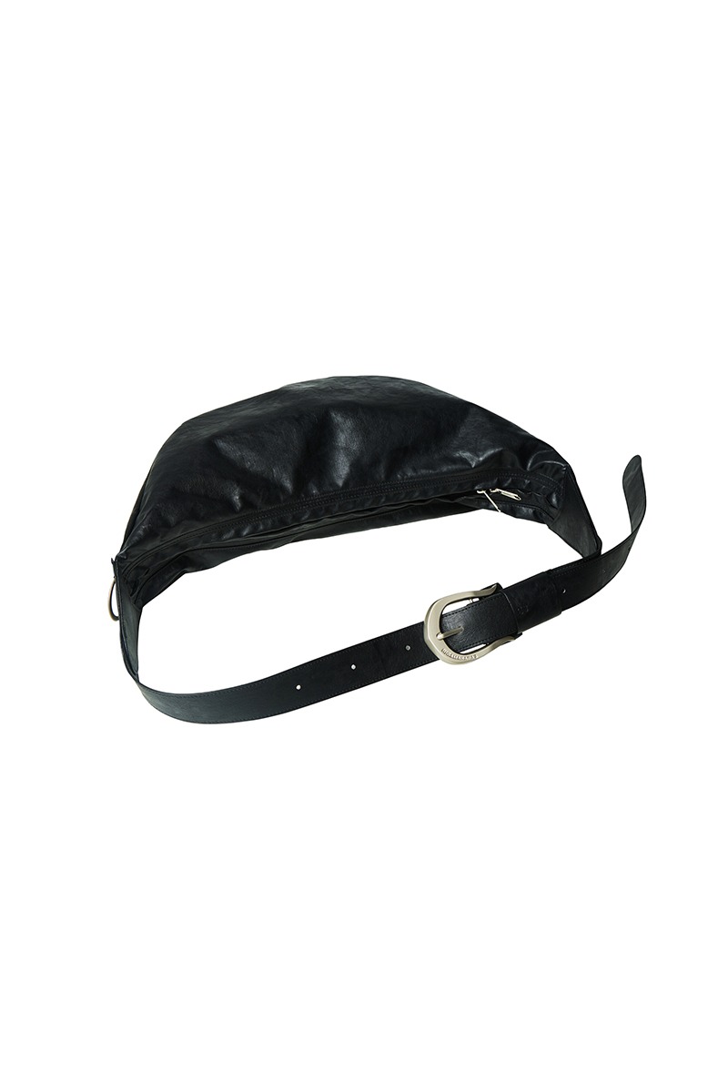 H-Buckle Banana Leather Bag (Black)