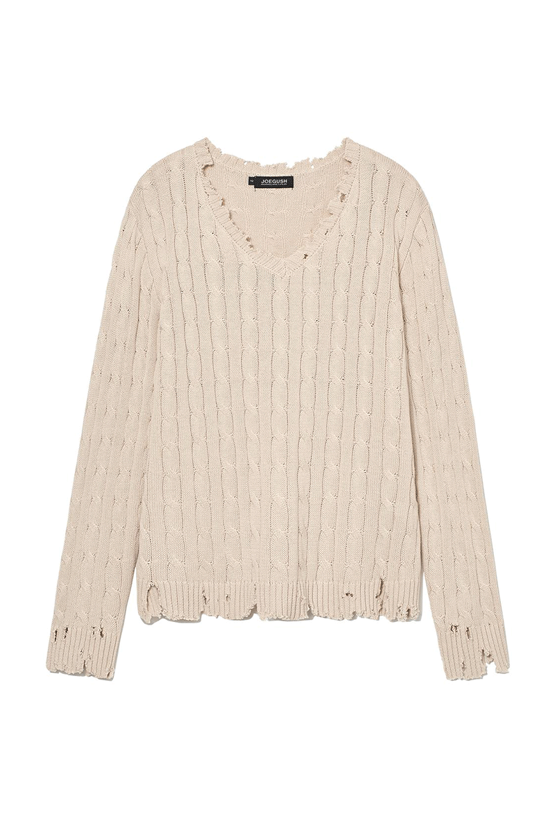 Distressed Cable knit (Ivory)