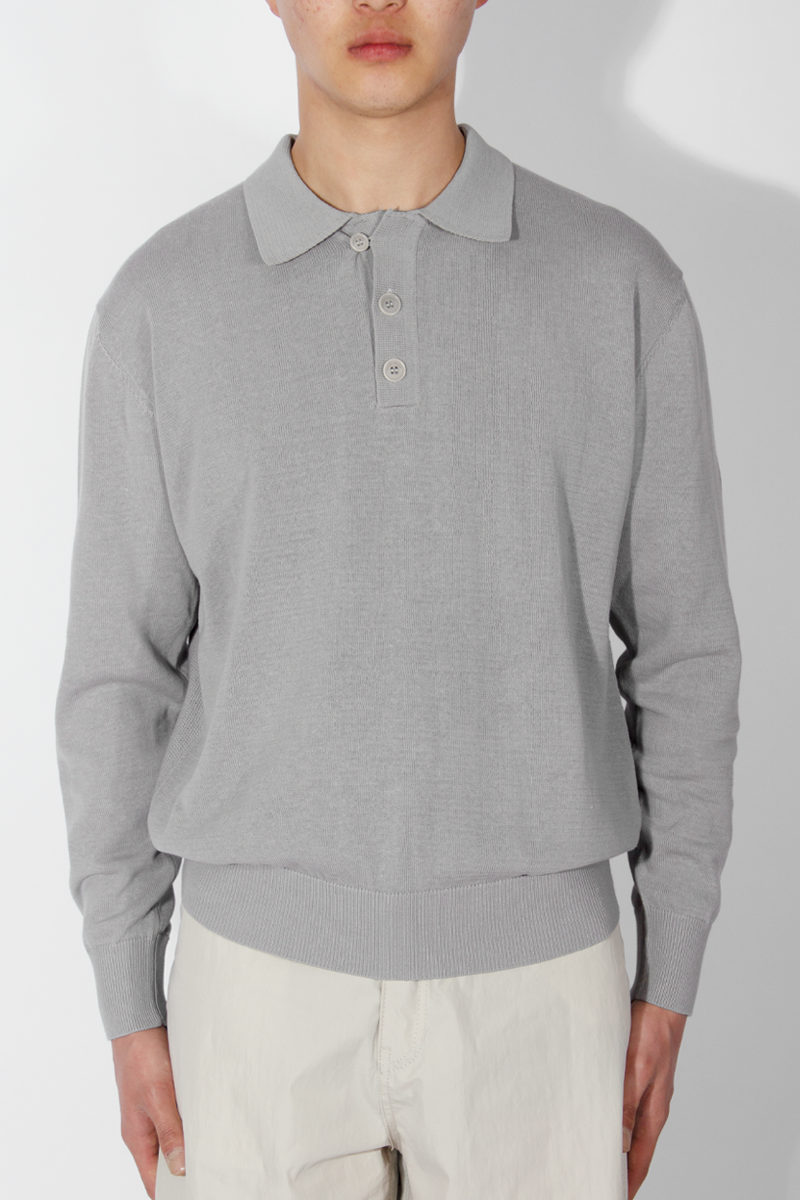 TWO SIDES KNIT POLO SHIRT (Light grey)