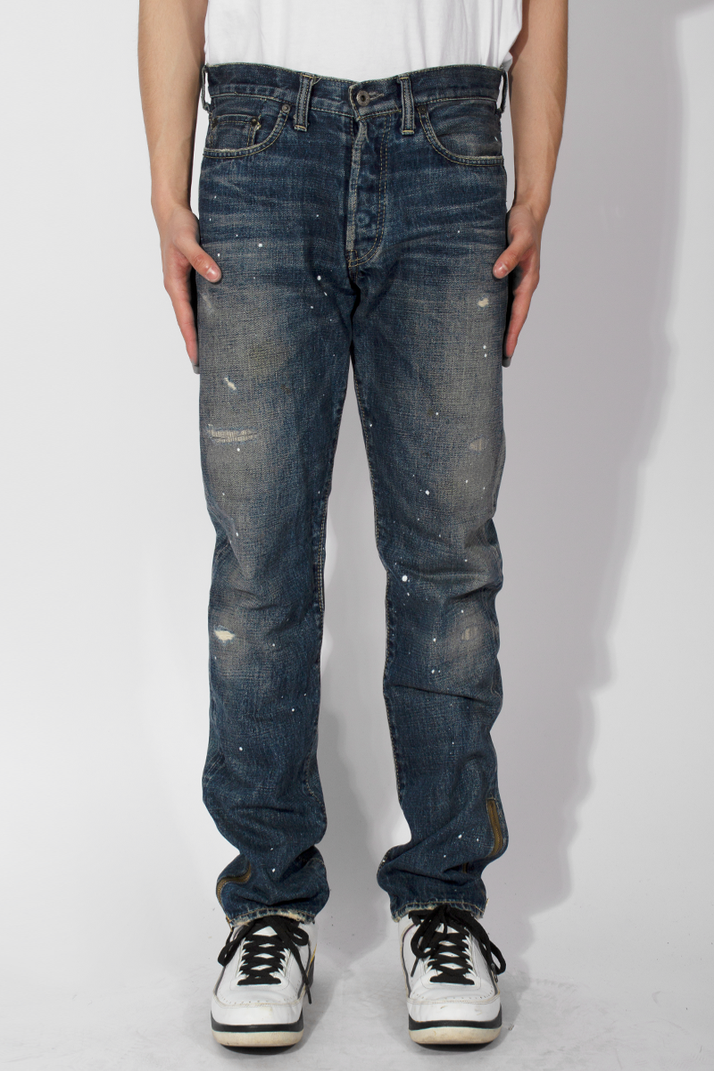FamouZ Splatter zip Custom Jeans Indigo washed