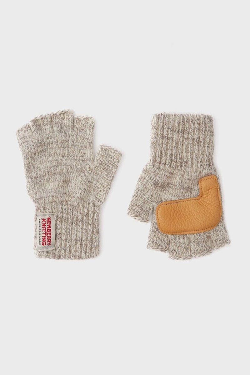 Deer Leather Fingerless Gloves - Oatmeal