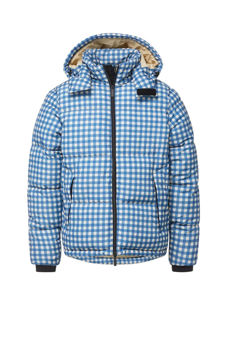 Hooded Puffer - Blue Check
