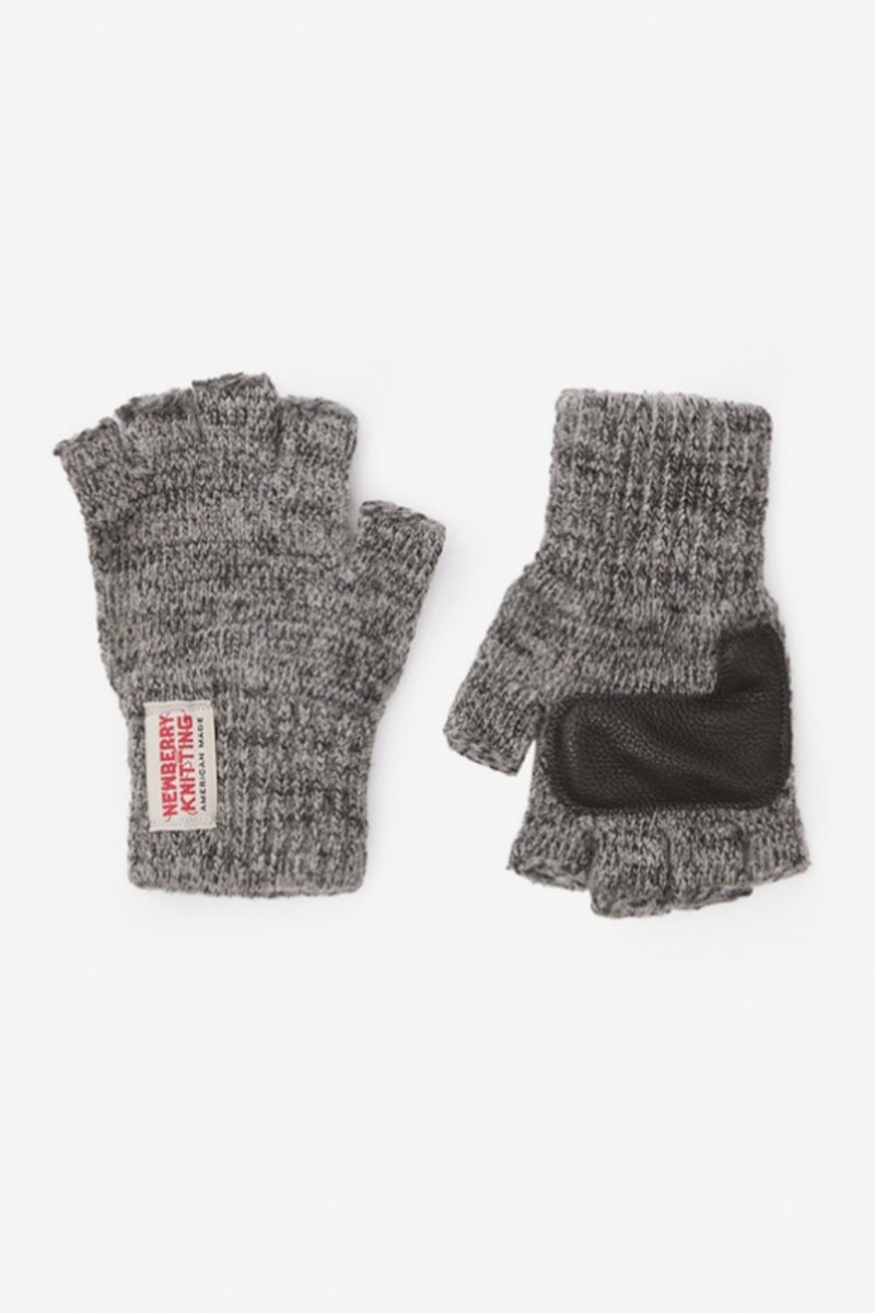 Deer Leather Fingerless Gloves - Charcoal