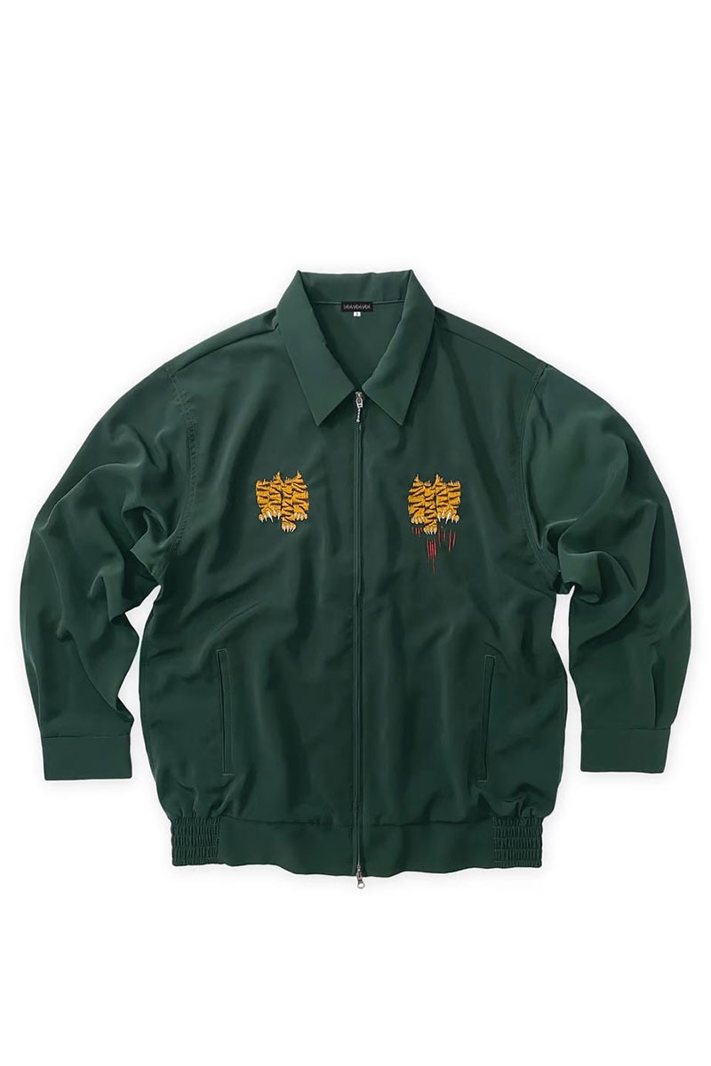 Tiger embroidery loose fit jacket / British green