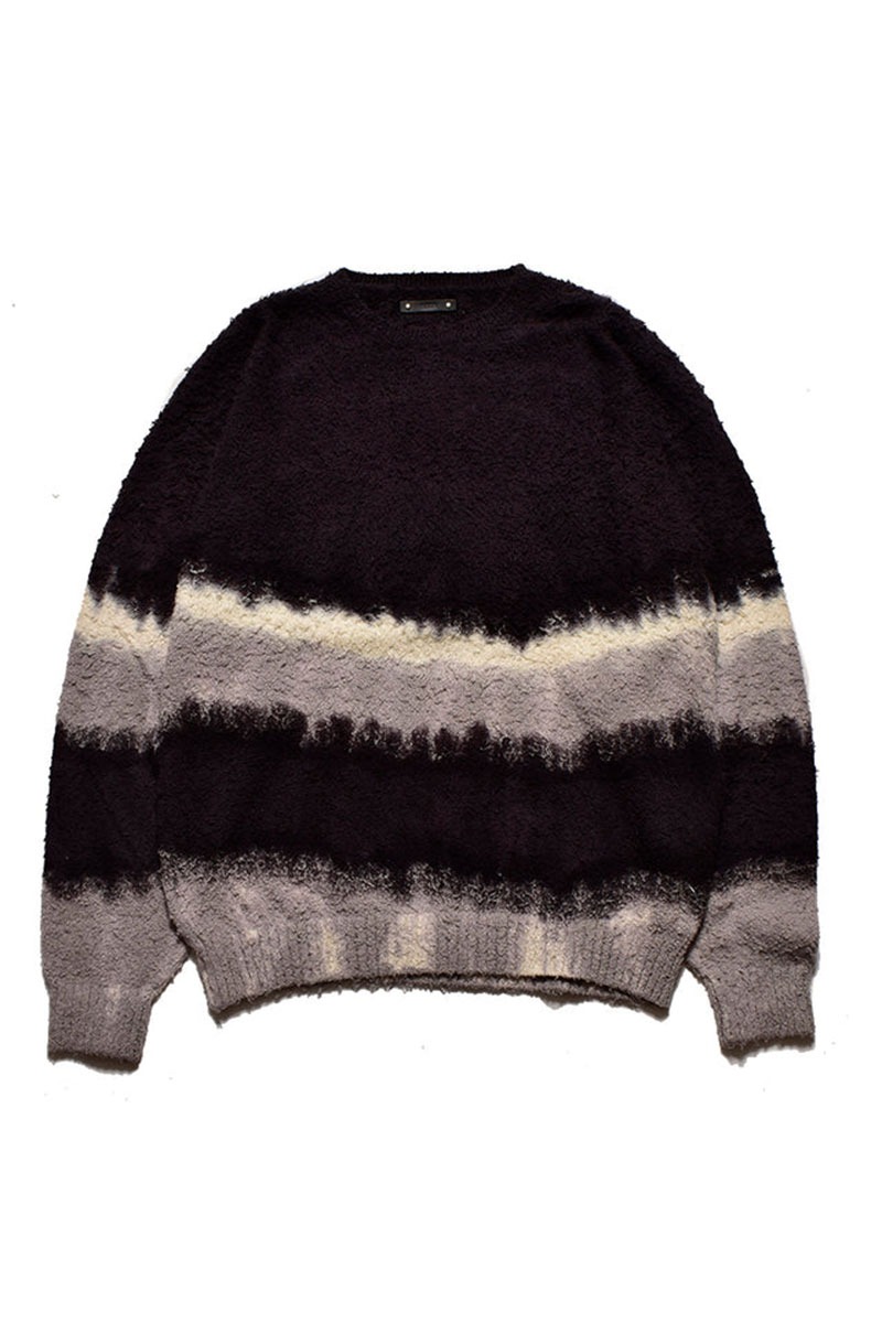 Shaggy Cotton Knit Bleeding Pullover - BLACK