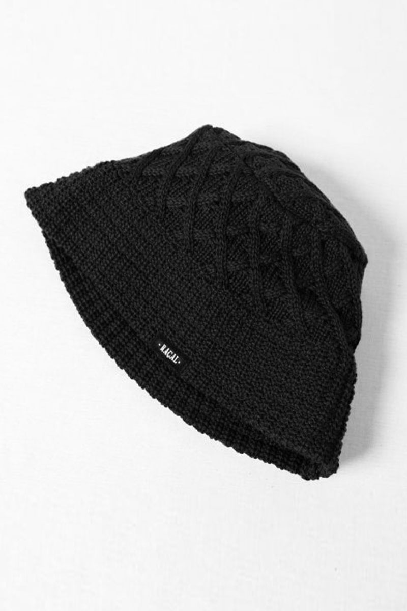 Diamond Knit Bucket Hat - BLACK