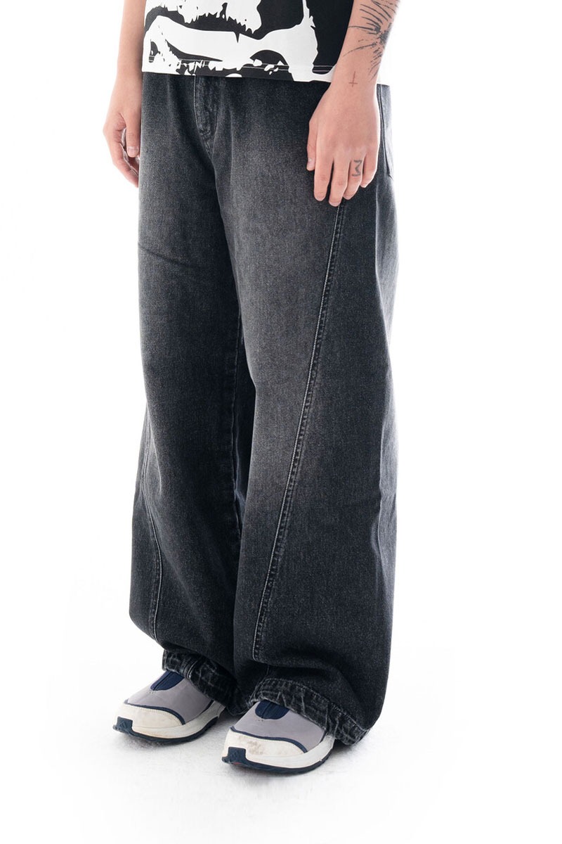 Paneled Denim Pants (Black)