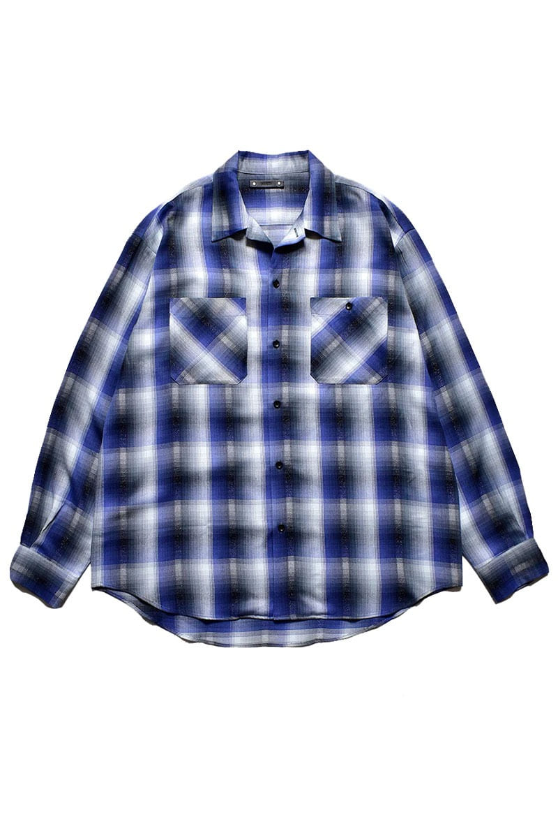 Lame Ombre Check Loose Work SH - BLUE