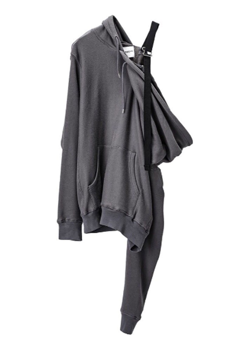 drop shoulder hoodie. (gray)