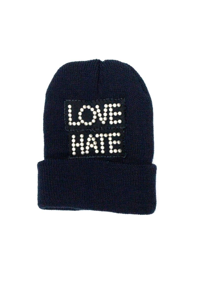 FamouZ love hate knit cap - NAVY