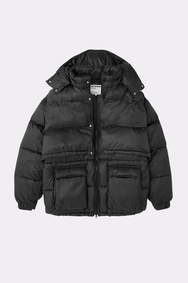 LAYER FRONT PUFFER JACKET - BLK