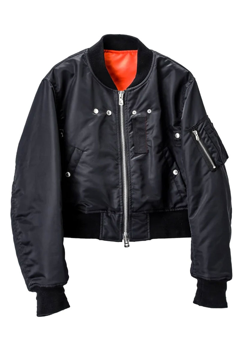 two-way cropped bomber jacket. (black)