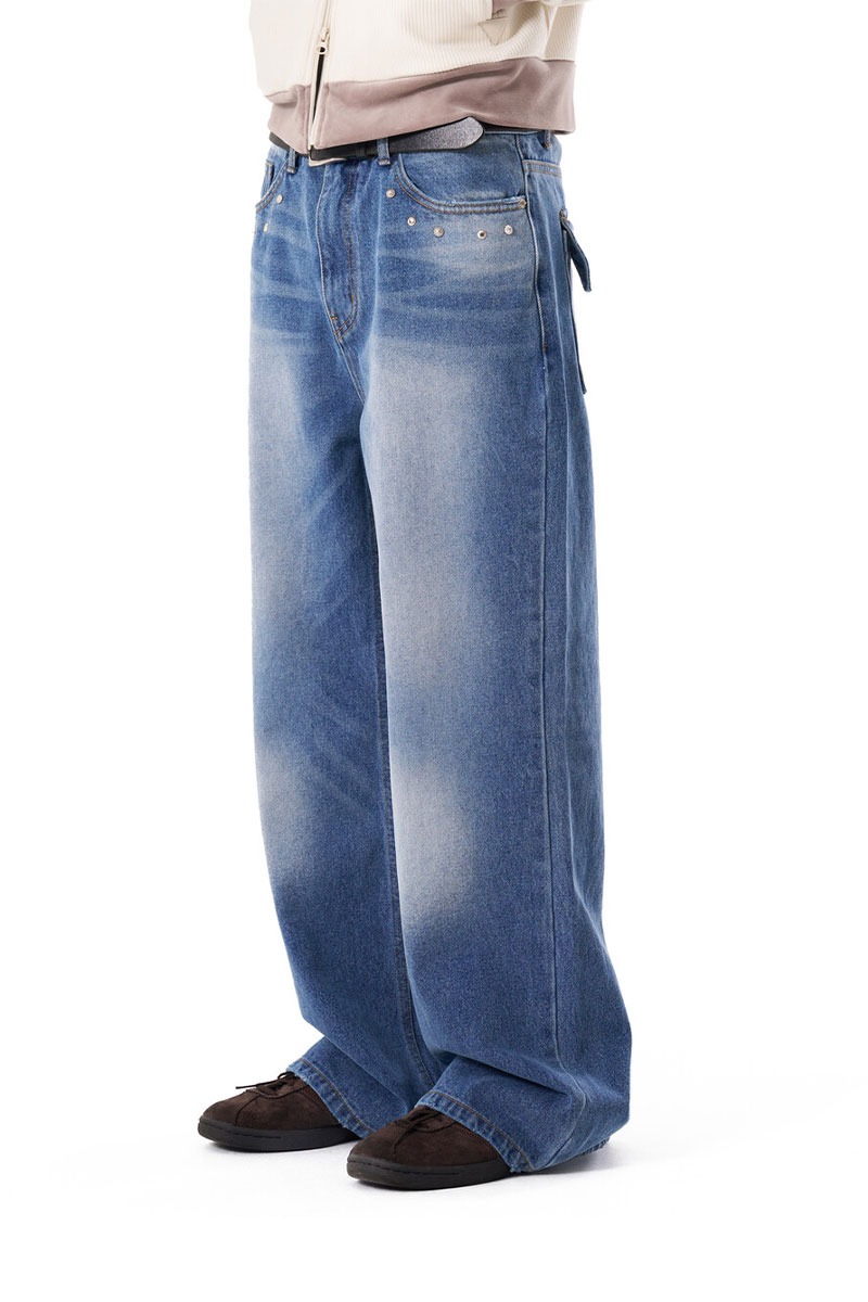 Multi Studded Denim Pants (Blue)
