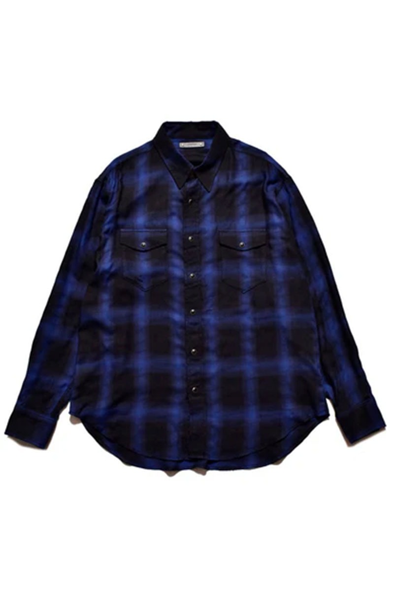 Distortion Ombre Check L.Western SH - BLUE