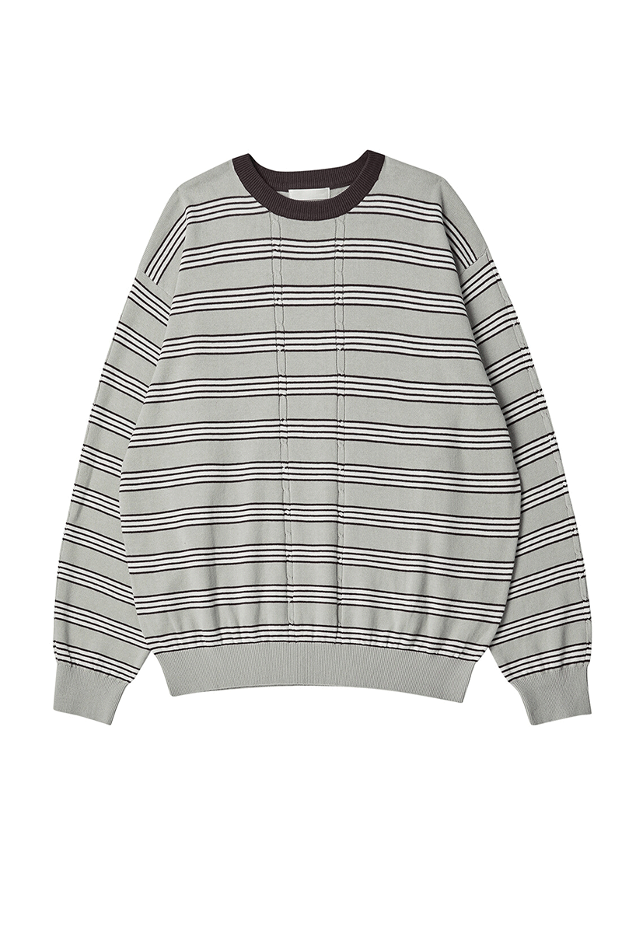 STRIPE CABLE KNIT (Grey &amp; Brown)