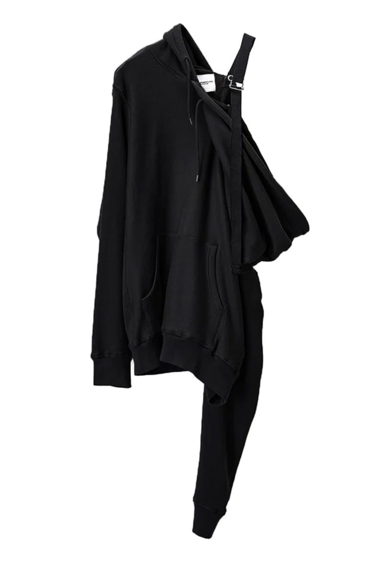 drop shoulder hoodie. (black)