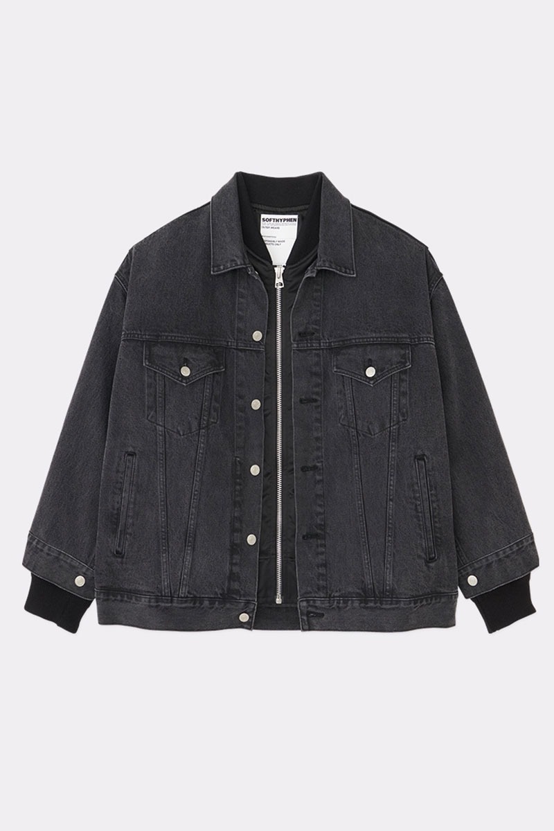 BACK TO FRONT MA-1 DENIM JACKET - DGRY
